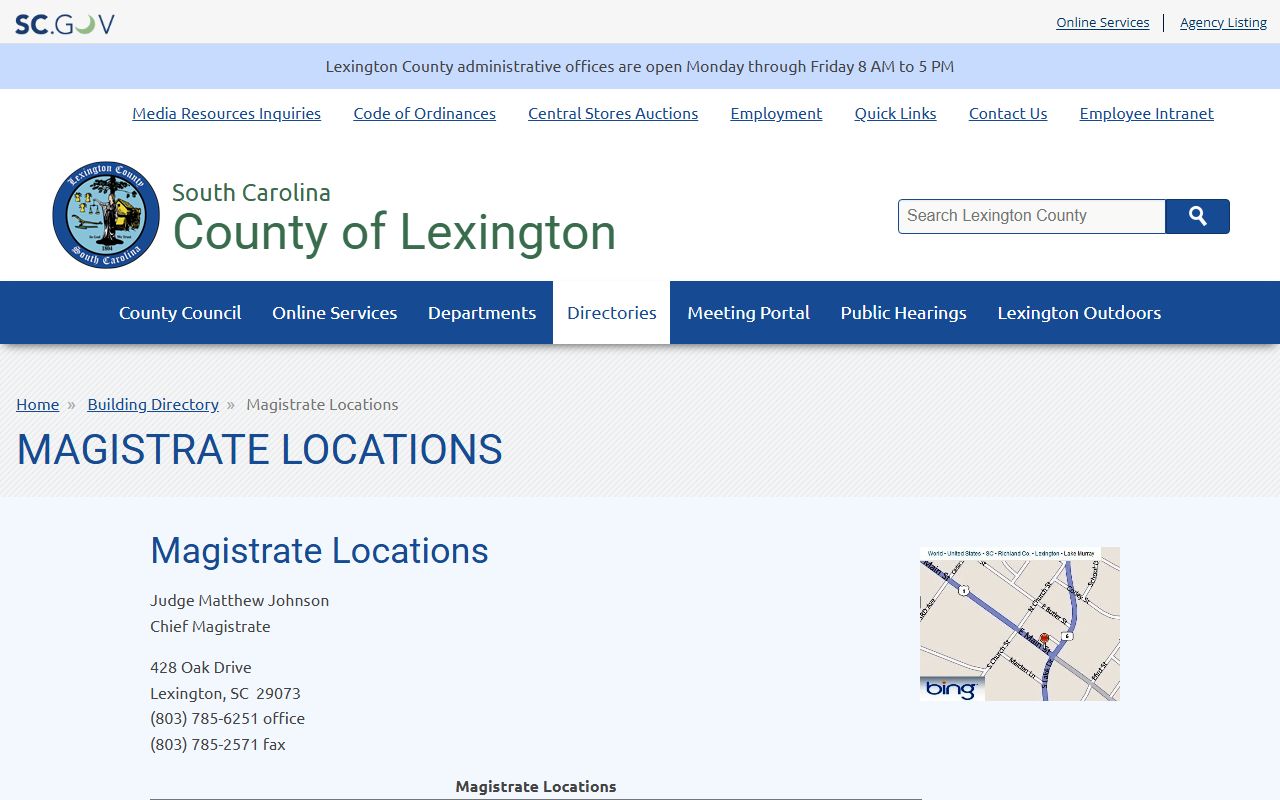 Lexington County court dockets magistrate locations directory
