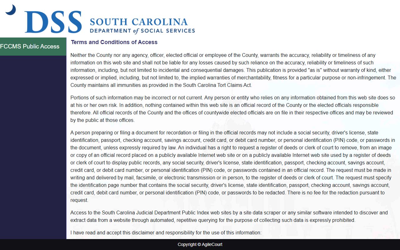 Lexington County court records Family Court public portal