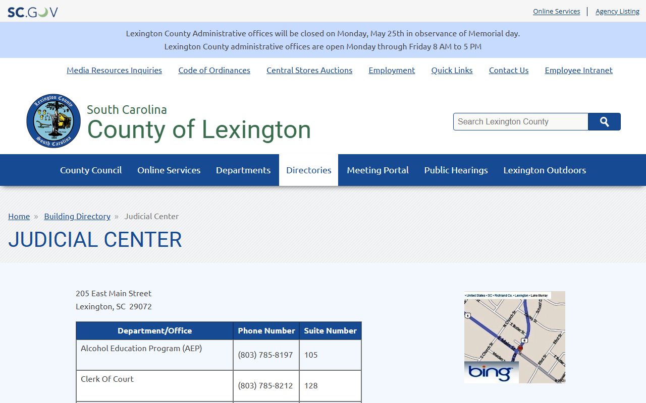 Lexington County court records Judicial Center building directory