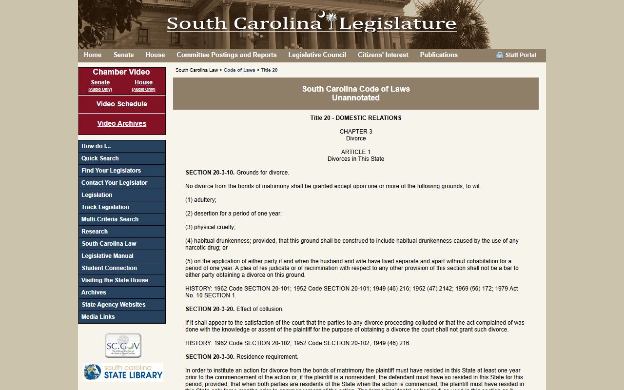 Lexington County divorce records South Carolina divorce statutes