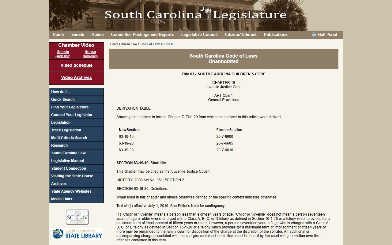Lexington County probate records South Carolina juvenile justice statutes