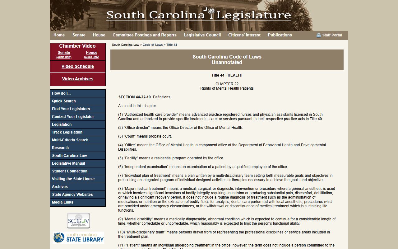 Lexington County probate records South Carolina mental health commitment statutes
