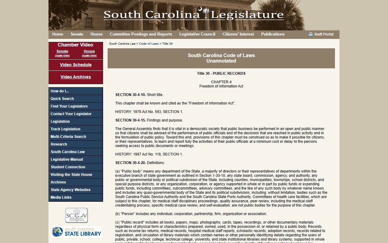 Lexington County public records South Carolina Freedom of Information Act