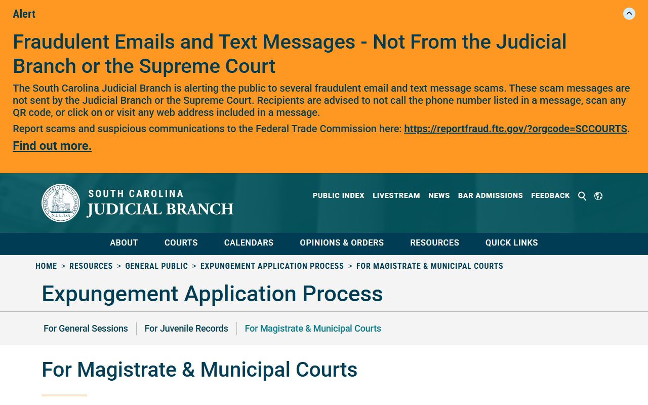 Lexington County public records SC summary court expungement process