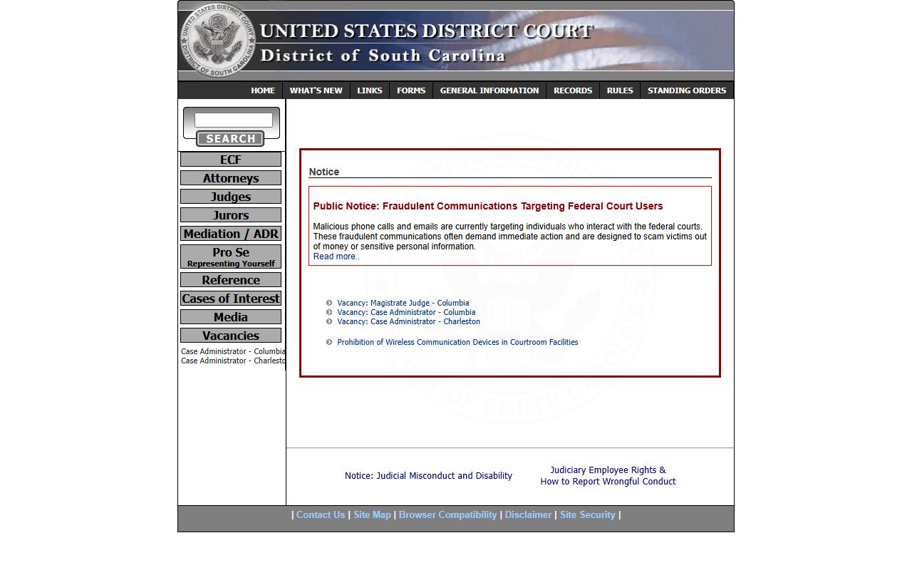 Lexington County released inmates US District Court for South Carolina